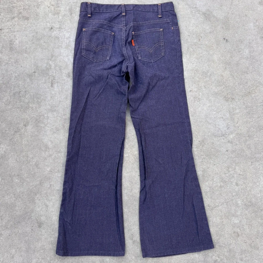 Vintage 70s Levis 517 Orange Tab Bell Bottom Flared Jeans Dark‎ Wash NO WASH